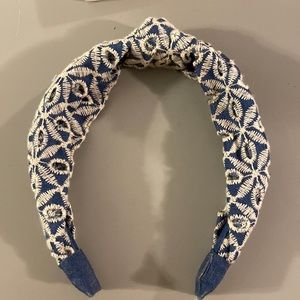 Blue and cream knotted Anthropologie headband